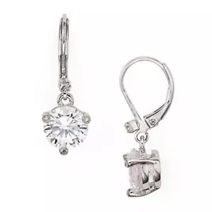 NWT Kate Spade Rise and Shin Leverback Drop Earrings Clear Silver CZ - Picture 1 of 5