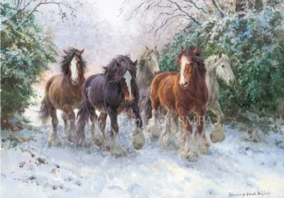 Heavy Horse Christmas Cards pack of 10 'The Heavy Mob' by R S Welch. C681x