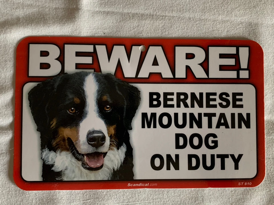 BEWARE GUARD DOG BERNESE MOUNTAIN ON DUTY PLASTIC LAMINATED SIGN NEW - Image 1 of 1