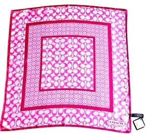 NWT NEW ~ COACH SILK SCARF ~ Monogram Signature Logo ~ PINK SQUARE ~ 20"/21" - Picture 1 of 4