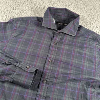 Ralph Lauren Black Label Shirt Men's 15.5 Plaid Long Sleeve Cotton Made In Italy - Image 1 of 4