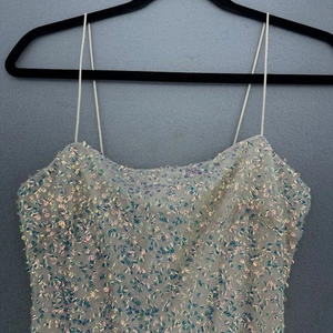 NEU Schoko Pailletten Minikleid Ärmellos Stretch Gr. L Party Clubwear Silvester - Bild 1 von 10