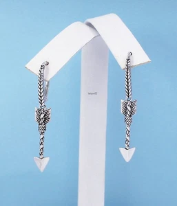 🎁John Hardy JAI Arrow Design Lever-Back Sterling Silver Earrings 1-5/8"  NIB - Picture 1 of 15