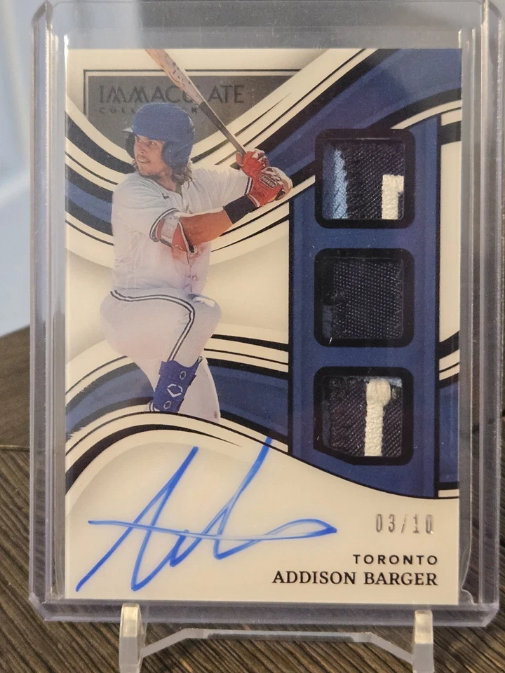 2023 Panini Immaculate Addison Barger Prospect Triple Patch Signature Black /10 - Image 1 of 2