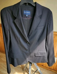 Banana Republic Women 10 Classic Black Wool Blend Blazer Jacket Pleated Back - Picture 1 of 8