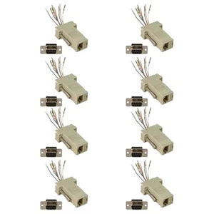 8x 9-Pin DB9 RS232 Serial Port Female to RJ45 8P8C Network Modular Adapter Ivory - Picture 1 of 2