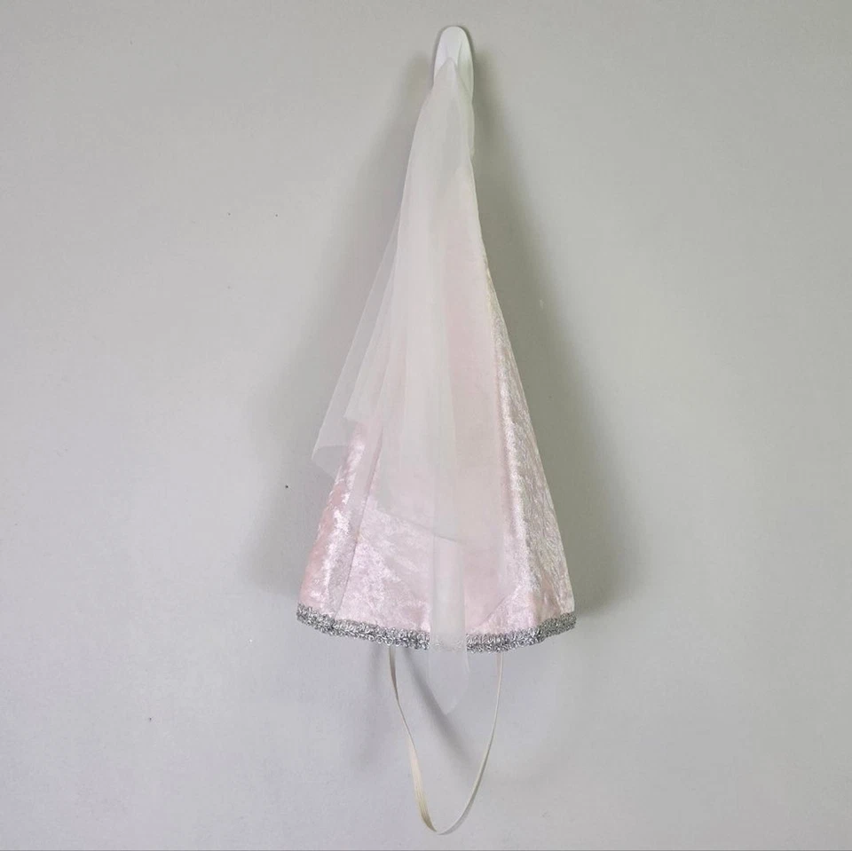 Royal Princess Cap and Veil Light Pink Silver Trim Sheer Train - Image 1 of 4