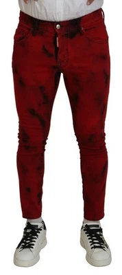 Dsquared ² Algodón Rojo Tie-Dye Estrechos Informal Vaqueros Hombre Auténtico - Imagen 1 de 3