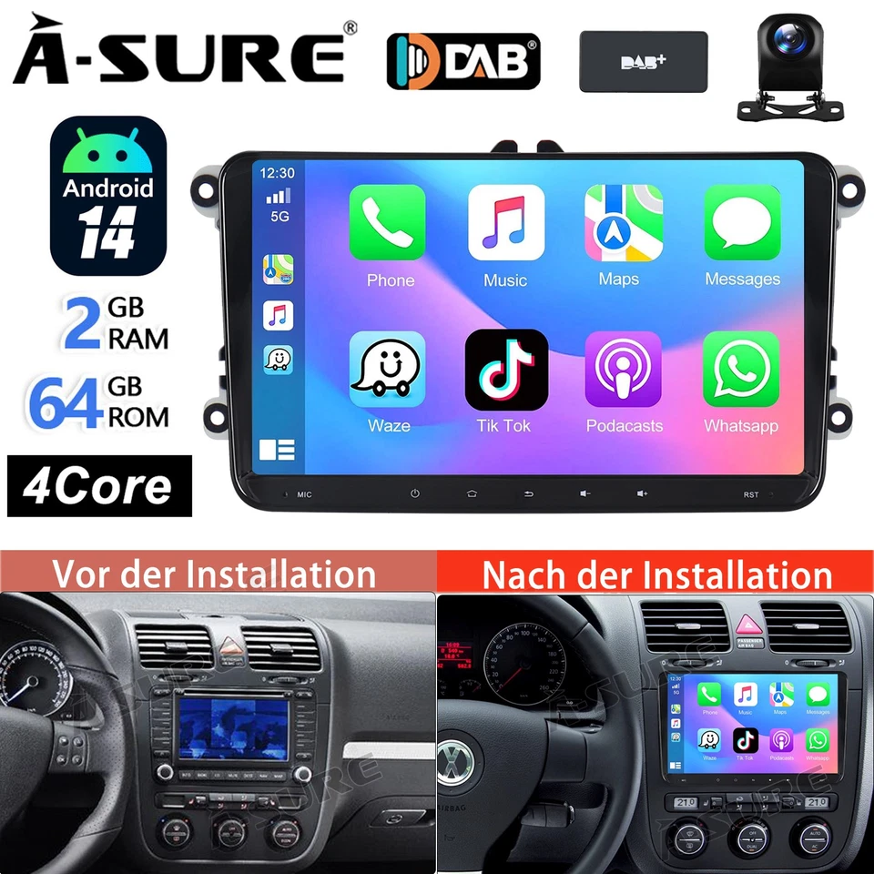 A-Sure VW001227 7" 2DIN Bluetooth Navigationsgerät