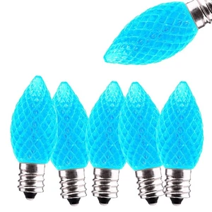 C7 LED Christmas Light Bulbs - 25 Pack C7 LED Bulbs Blue - 0.5W for Outdoor S... - Picture 1 of 6