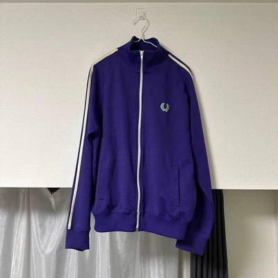 Fred Perry Vintage Track Jacket M púrpura verde algodón poliéster raro años 80 - Imagen 1 de 2