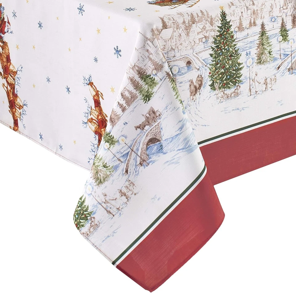 Elrene Home Fashions Santa Sleighride Tablecloth