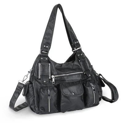 BAIGIO Vintage Damen Schultertasche Weiches Leder Große Umhängetasche Handtasche Tasche