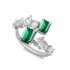 2Ct Green Emerlad & Pear Cut CZ By Pass Shank Ring In 925 Sterling Silve