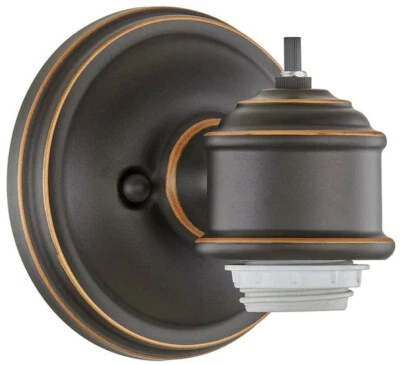 1 Light Wall Sconce Fitter Lighting Fixture Oil Rubbed Bronze with On Off Switch - Image 1 of 4