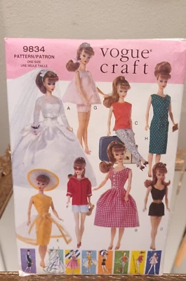 Vogue Craft Pattern 9834 Vtg Fashions Barbie Retro 11.5" doll Collection UNCUT - Image 1 of 3