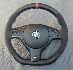 BMW E39 E46 punto tricolor NUEVO napa + volante inferior plano Alcantera - Imagen 1 de 12