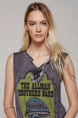 The Allman Brothers banda Trunk LTD Free People Mujer Gris Camiseta sin mangas Nueva Foto 1 de 4