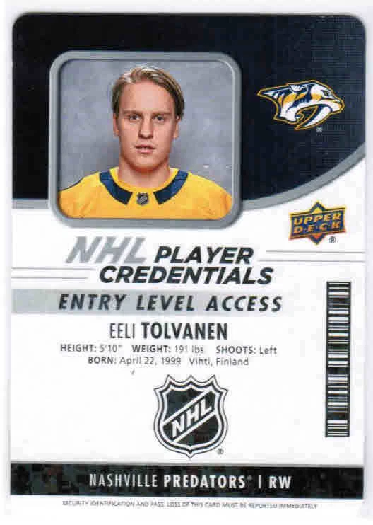 18/19 UD MVP PLAYER CREDENTIALS ENTRY LEVEL ACCESS CARDS NHL-XX U-Pick From List - Image 1 of 1