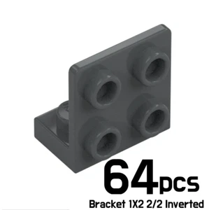 LEGO Lot of 64 ANGULAR PLATE 1.5 BOT. 1X2 2/2 Dark Stone Grey 99207 6308045 - Picture 1 of 1