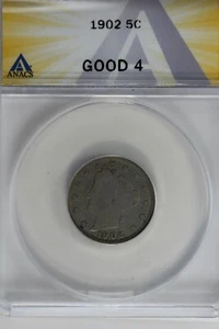 1902  .05  ANACS  GOOD 4  Liberty Nickel, V Nickel, 5 Cent Piece - Picture 1 of 2