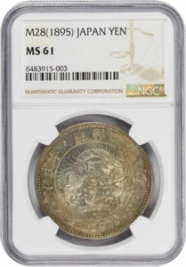(1895) M28 Japan 1 Yen KMA25.3 MS61 NGC - Picture 1 of 2