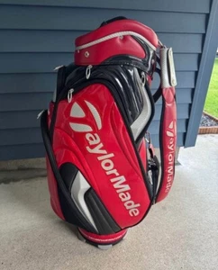 TaylorMade TP Golf Cart Bag 4-way Black Red Caddy Bag MINT! Rare! - Picture 1 of 6