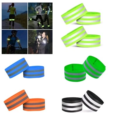 High Visibility Reflective Armband Vis Running Ankle Strap Cycling Night Safety  - Image 1 of 4