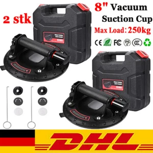 2X 8" 💪250KG Saugheber Vakuumheber Saugnapf Hebefenster Glassauger Gas Fliesen - Bild 1 von 14