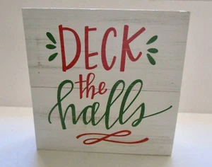Weihnachten "Deck the Halls" Holz Wandbild/Regalsitter - Bild 1 von 3