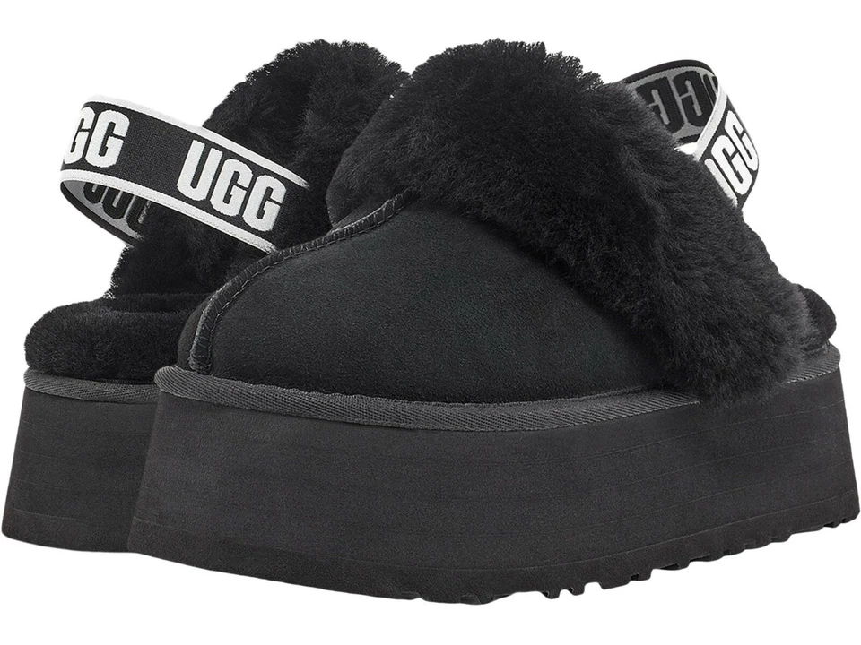 100% UGG Women's Shoes Funkette Slippers High Platform Sandal Black Chestnut - Image 1 of 1
