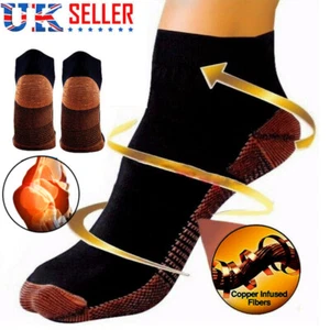 Copper Compression Ankle Socks Foot Heel Sleeve Arthritis Pain Relief Support UK - Picture 1 of 11