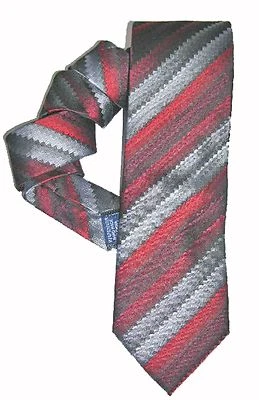 John Ashford NUEVA Corbata de Cuello para Hombre Roja Negra Ajustada a Rayas $39 A2936 Foto 1 de 2