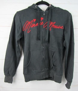 Disney Girls Black Minnie Mouse Long Sleeve Zip Up Sweatshirt Size S - Picture 1 of 7
