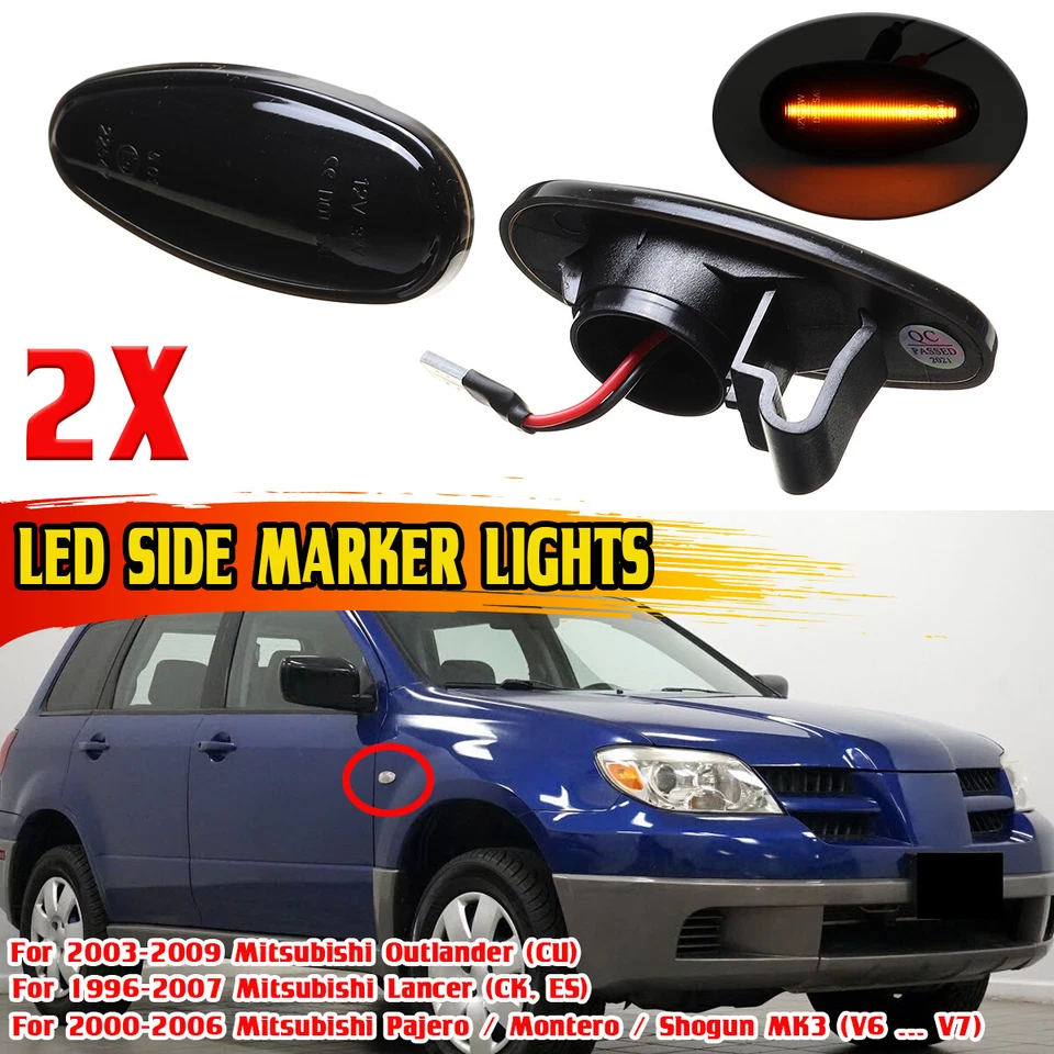 Black Side Marker Light For Mitsubishi Outlander Lancer Eclipse Galant Pajero - Image 1 of 4