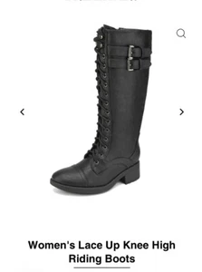 Dream Pairs Damen-Reiterstiefel schwarz kniehoch Reißverschluss Schuhgröße 9,5 - Bild 1 von 6