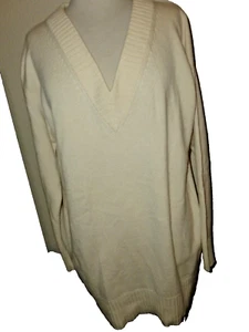 ATHLETA Ivory Beige Cashmere Wool V-Neck Tunic Sweater Sweaterdress Size S - Picture 1 of 6