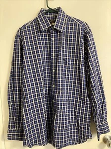 Paul & Shark Yachting Men's Shirt Large Blue Check Button Up #882 - Picture 1 of 9
