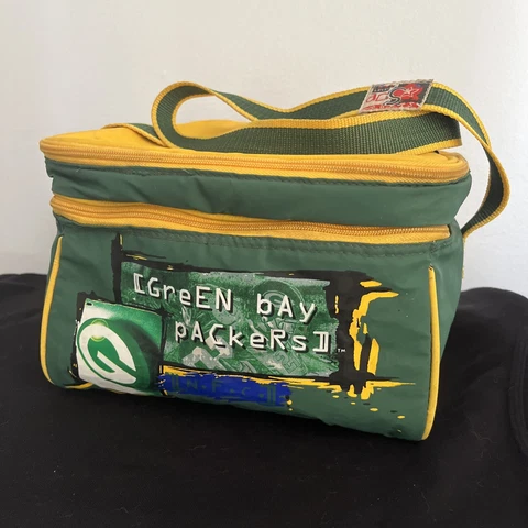 Vintage 90s Green Bay Packers Halftime Cooler Zipper Insulated Lunch Bag Box NFL Cover