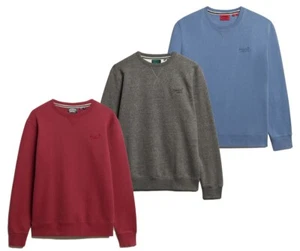 Superdry Sweatshirt Long Sleeve Crew Neck Pullover Essential Logo Top Blue Grey - Picture 1 of 34