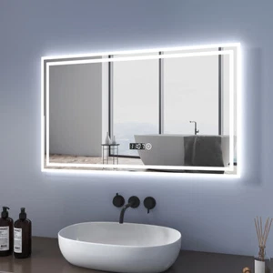 LED Badspiegel Mit 70x50 80x60 90x70 Beleuchtung Lichtspiegel Touch Beschlagfrei - Bild 1 von 19