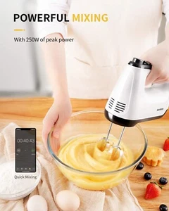 Handmixer elektrisch, 6 Geschwindigkeiten & Turbo Mixer elektrisch Handmixer, Snap-On Aufbewahrung - Bild 1 von 5