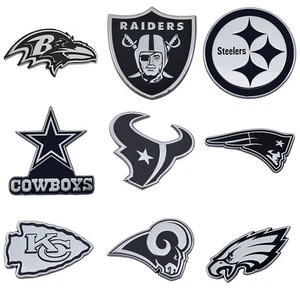 NFL All Teams Premium Chrome Plated Solid Metal Car Auto Emblems Official Logo - Picture 1 of 33