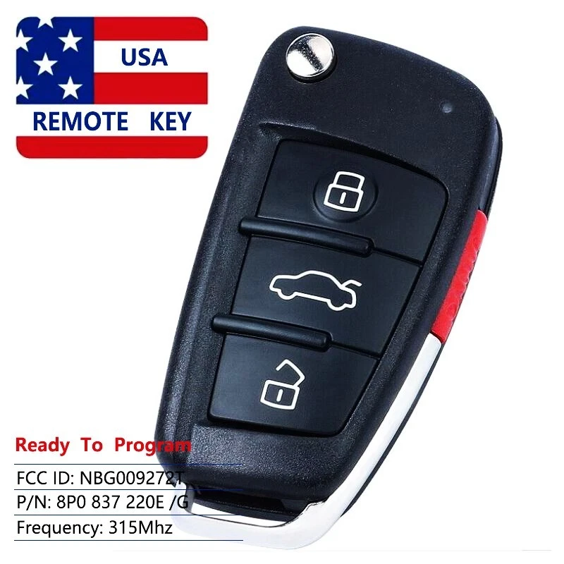 Remote Key Fob for Audi A3 TT 2007 2008 2009 2010 8P0837220E 8P0837220G 315MHz - Image 1 of 1