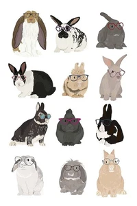 Rabbit Family Print by Hanna Melin 11 x 14 in. Paper Size New Unframed - Picture 1 of 1