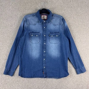 Joe Browns Herren Western Jeanshemd L blau Druckknopf Perlen Taschen Freizeit - Bild 1 von 11