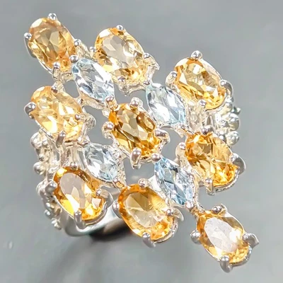 Jewellery Natural Citrine Ring 925 Sterling Silver Size 8 /R440767 Foto 1 de 4