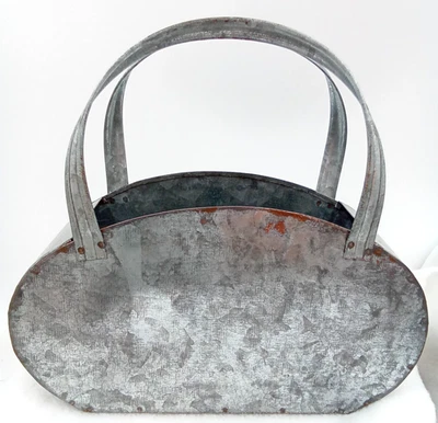 Cartera de bolsillo maceta bolso floral metal rústico plata asas liso nuevo Foto 1 de 4