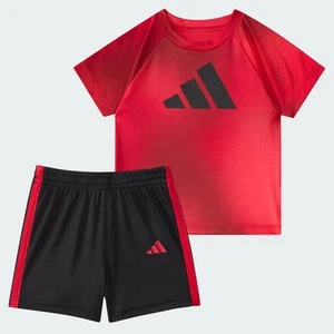 adidas kids Two-Piece Short Sleeve Raglan Printed Tee and Shorts Set - Picture 1 of 7
