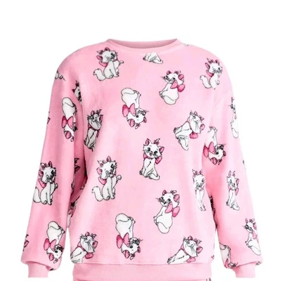 Disney Aristocats Marie Womens Plush Graphic Fleece Sweatshirt Large Pink - Image 1 of 4